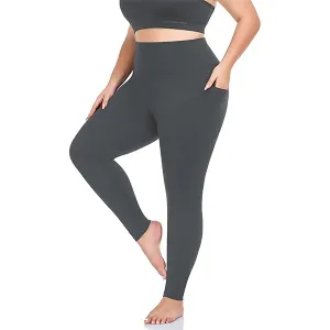 1 Pack Grey Plus Size Leggings with Pockets for Women