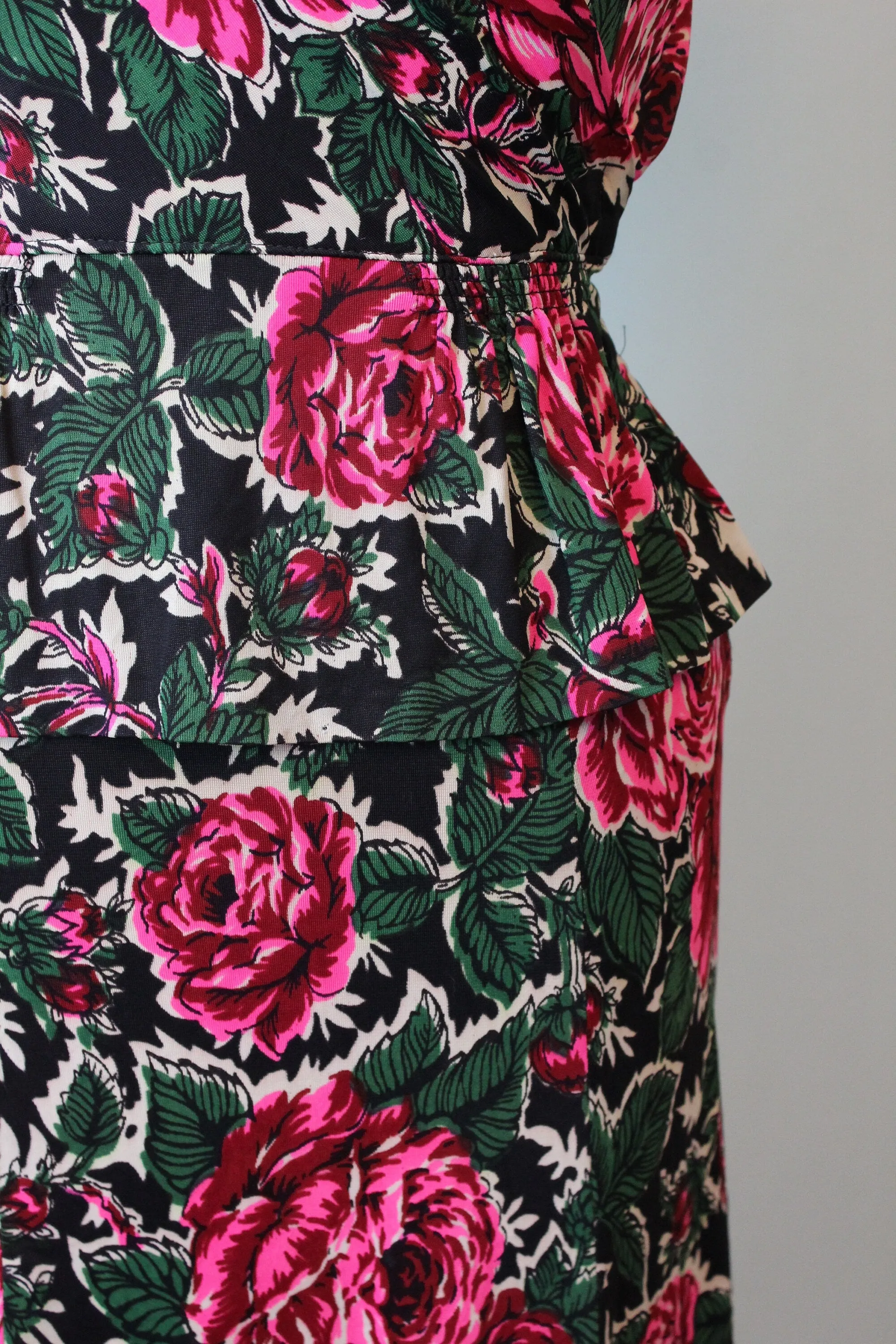 1930s ROSE PRINT rayon jersey dress xs | new spring