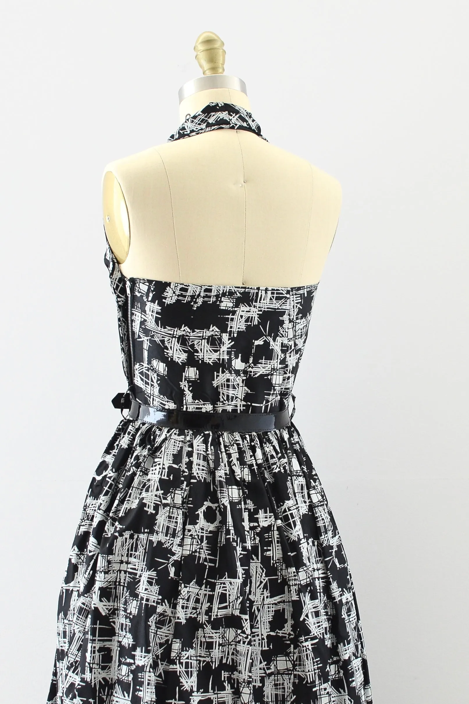1950s Printed Halter Dress / XS