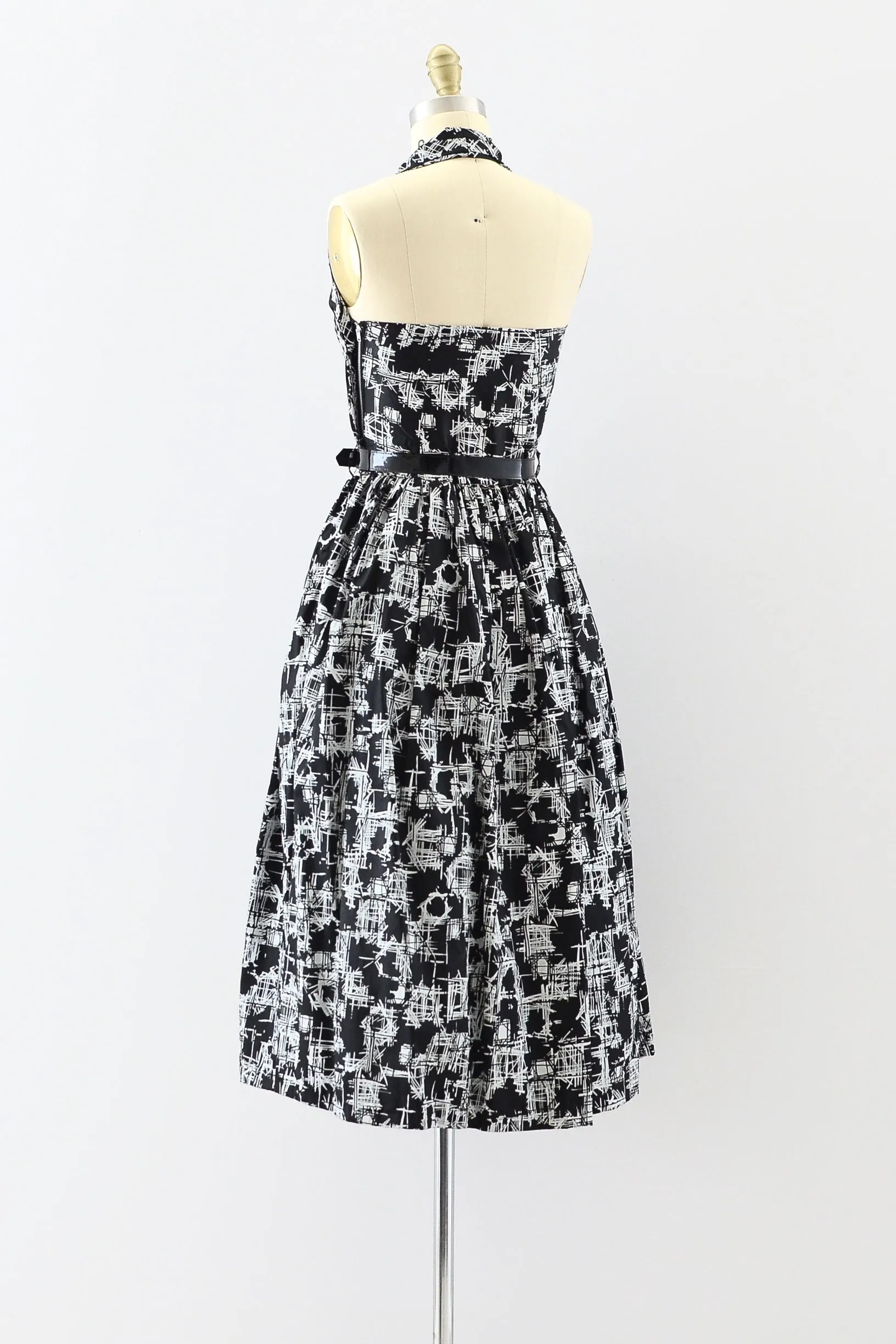 1950s Printed Halter Dress / XS