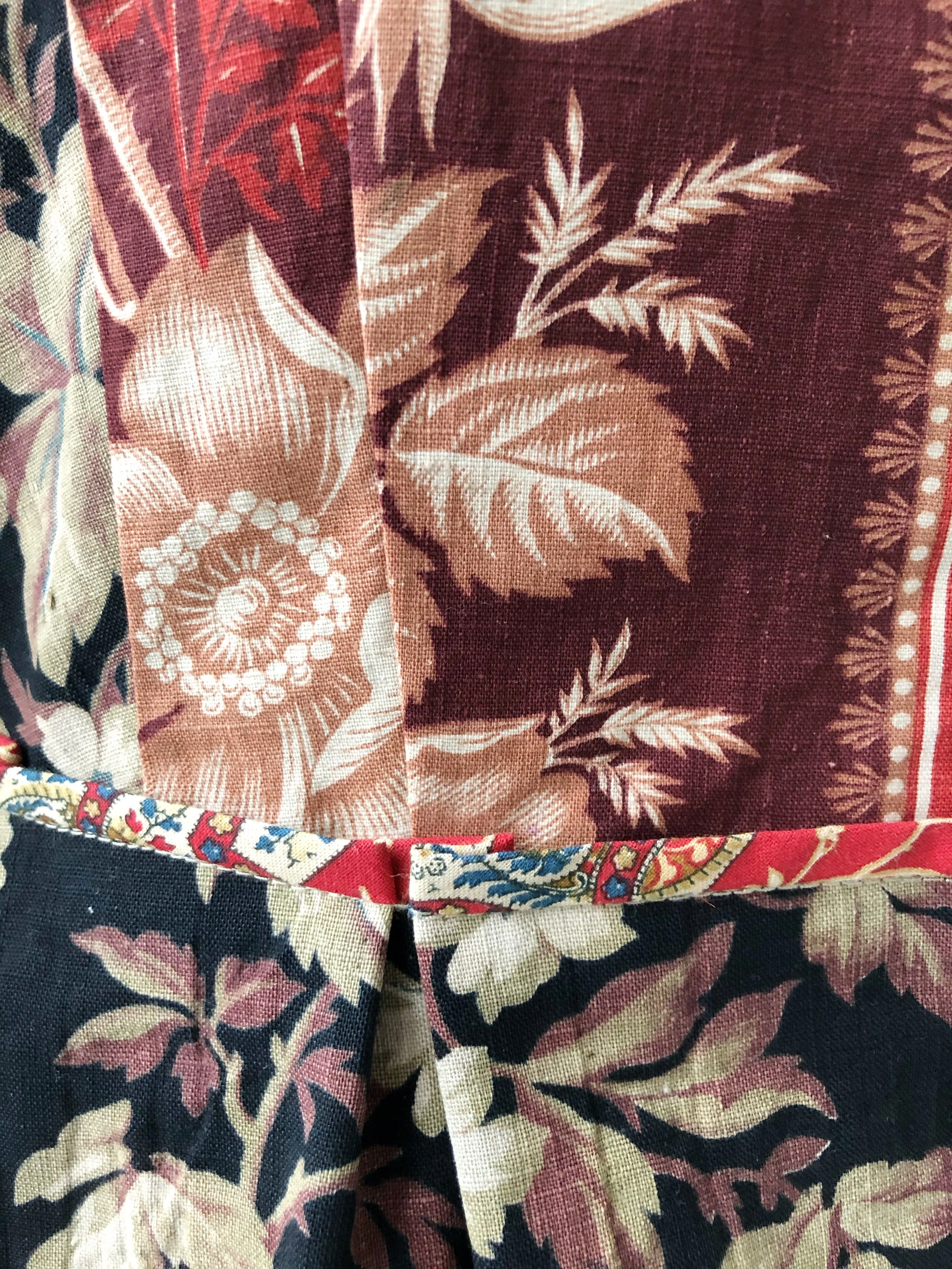 19th century patched French cotton floral and cotton shirt dress size 8