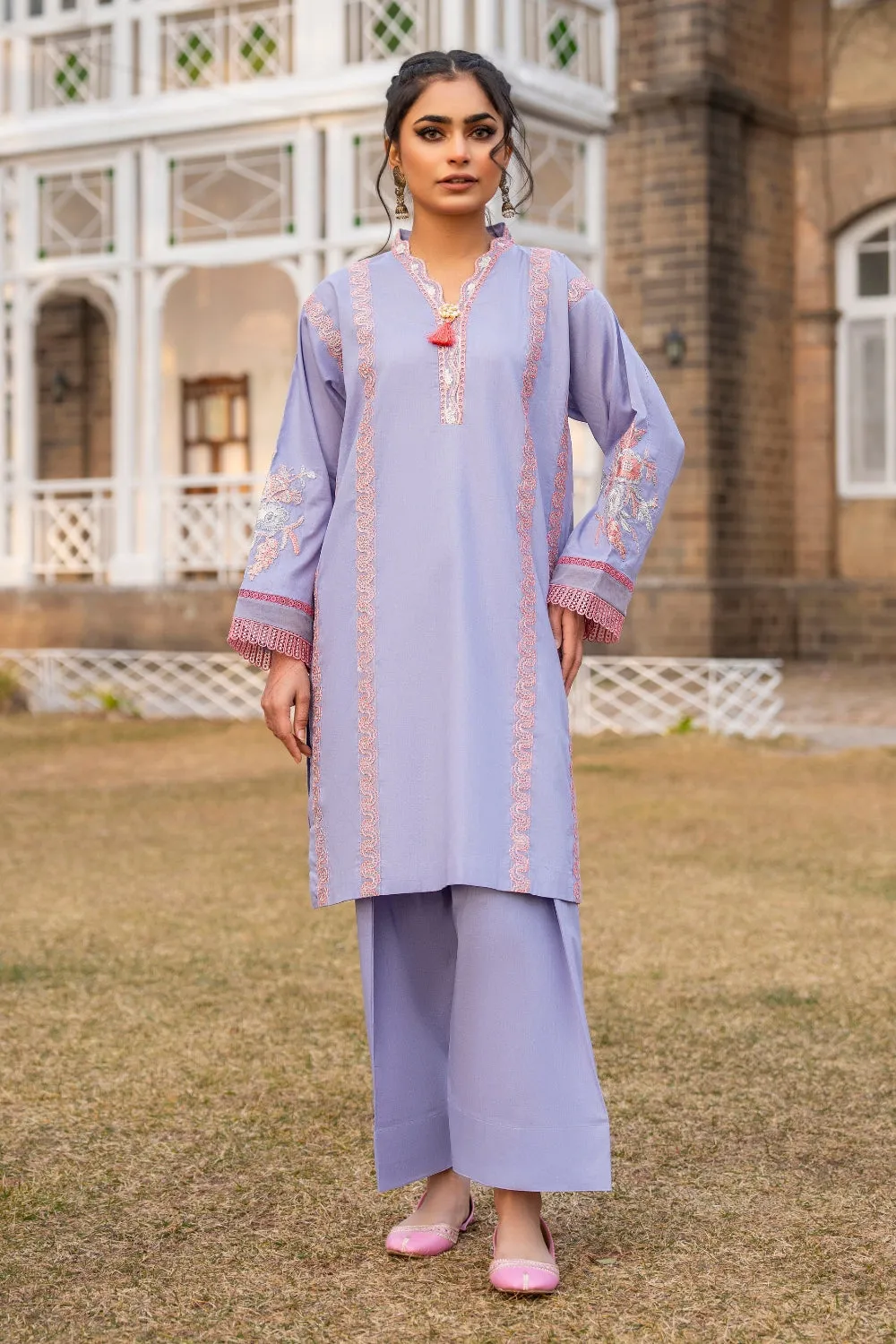 2 PC Unstitched | Embroidered Lawn Shirt   Trouser