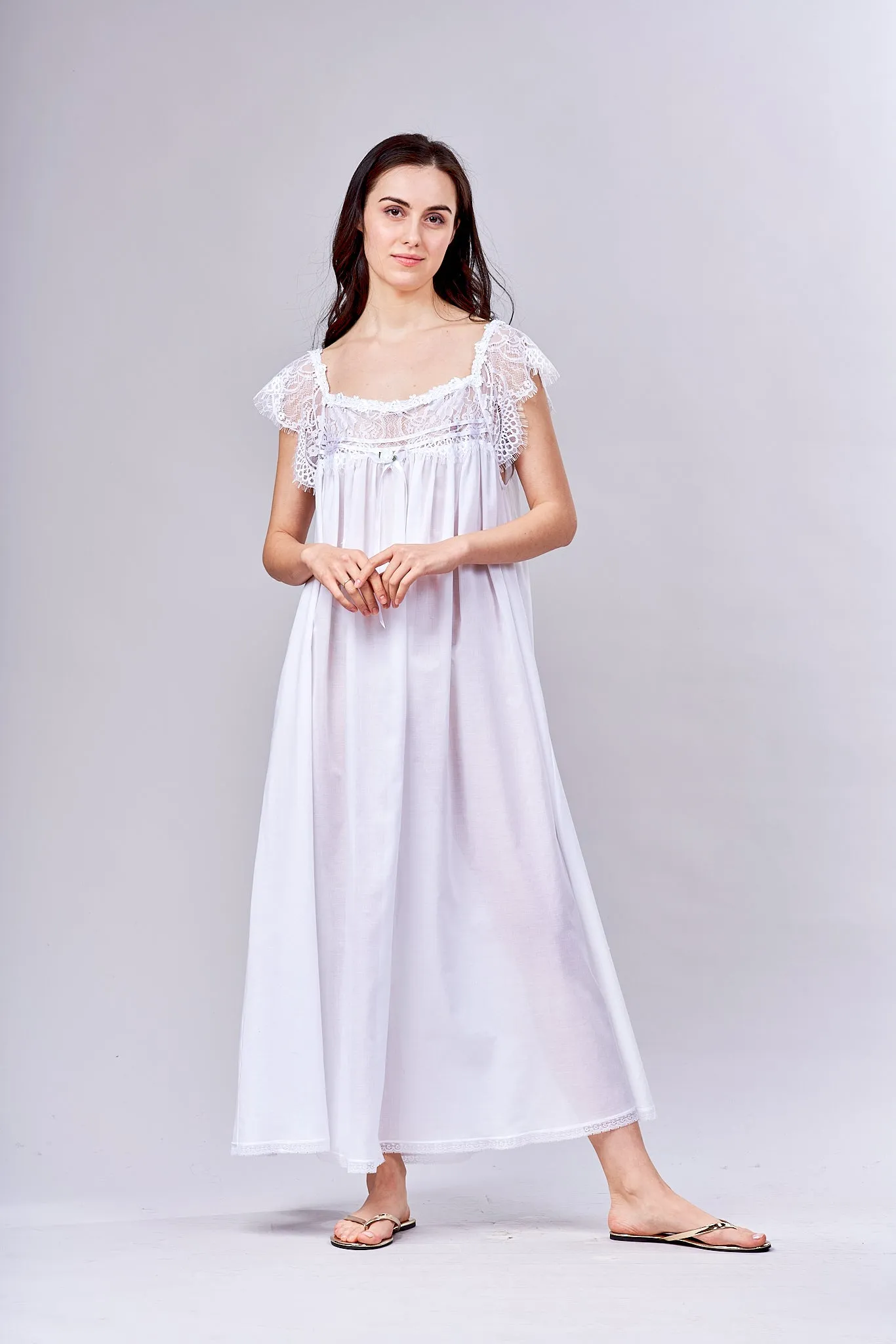 2005- Long gown with lace yoke