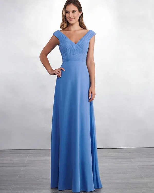 2019 New Chiffon Long Bridesmaid Dresses V-Neck Ruffles Floor Length