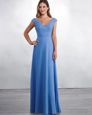 2019 New Chiffon Long Bridesmaid Dresses V-Neck Ruffles Floor Length