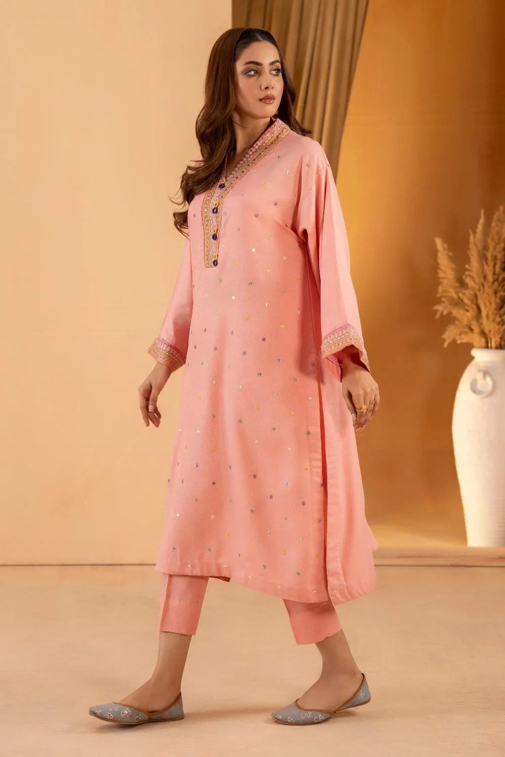 2PC Unstitched |Embroidered Karandi Shirt   Trouser