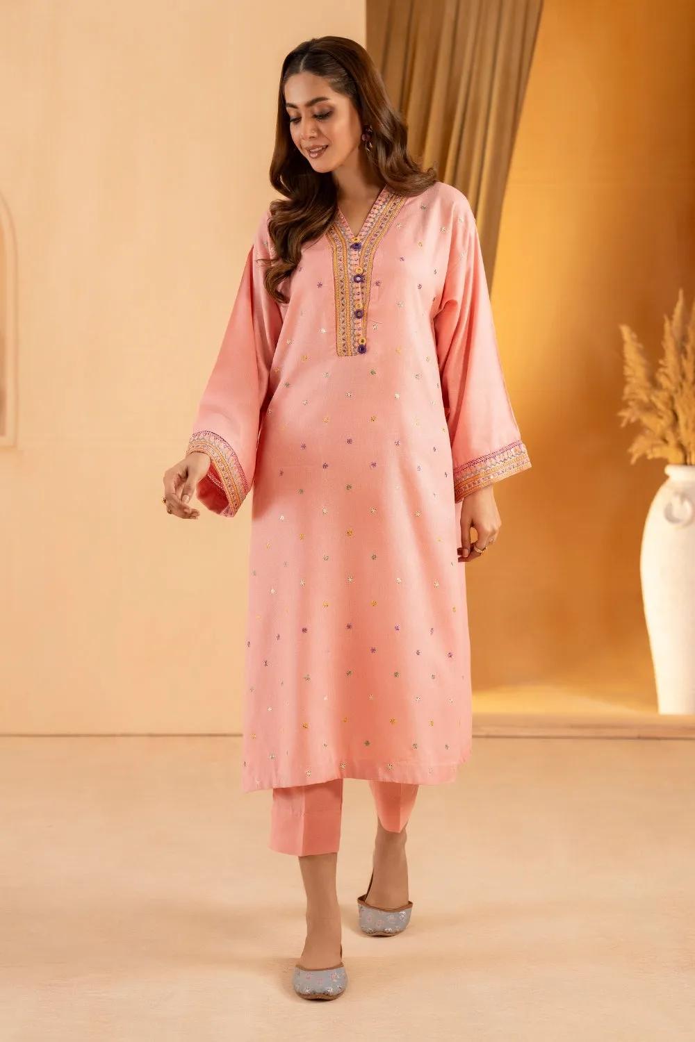 2PC Unstitched |Embroidered Karandi Shirt   Trouser