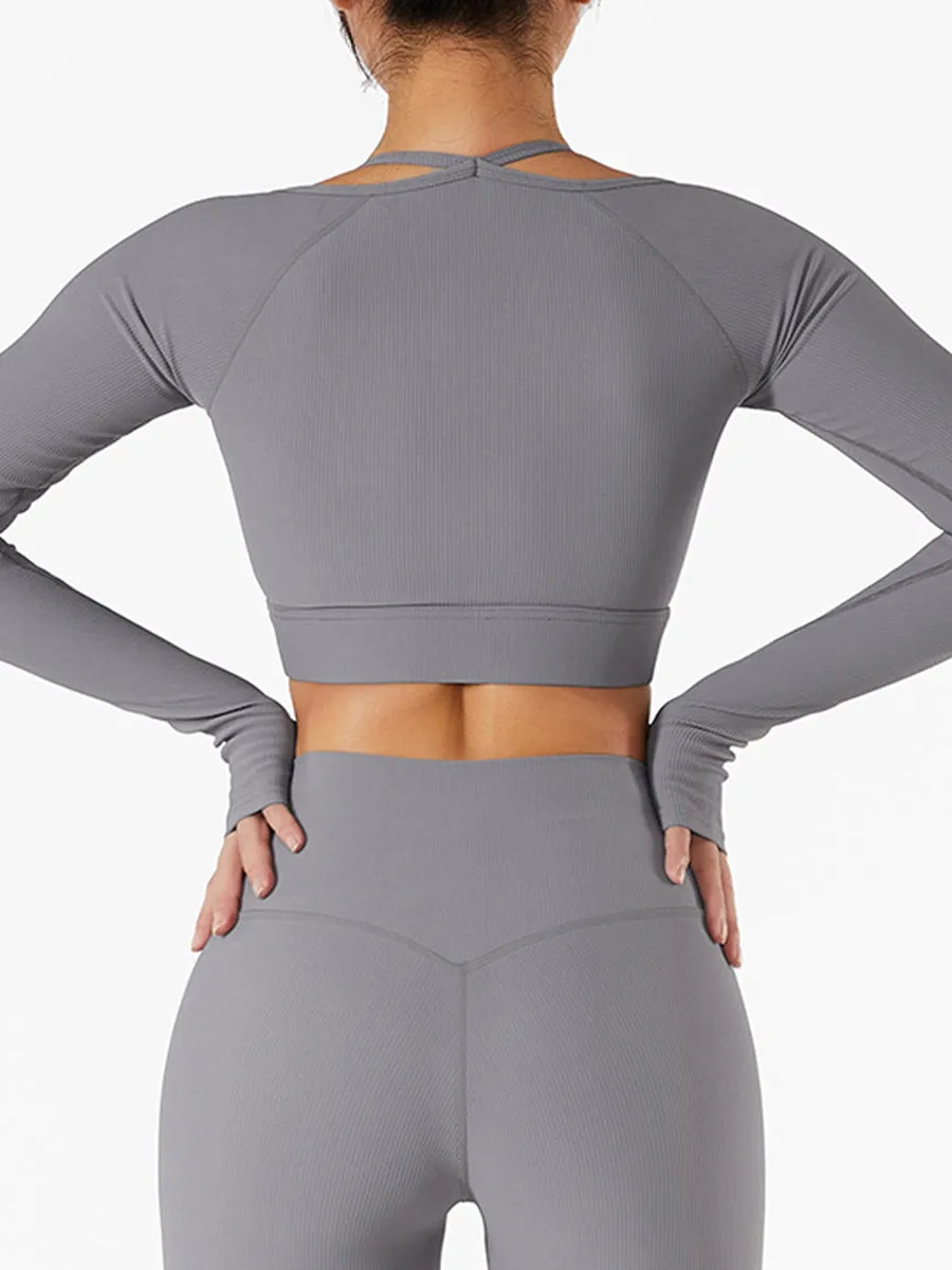 2pcs Fitness Yoga Suit Gym Outfits Set Plain Top with Chest Pads and Sports Shorts