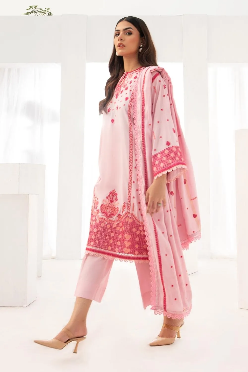 3PC Unstitched |Embroidered Karandi Shirt  Jacquard Shawl  Trouser
