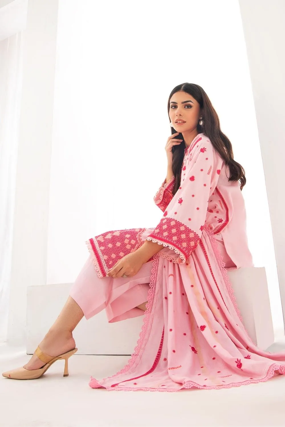 3PC Unstitched |Embroidered Karandi Shirt  Jacquard Shawl  Trouser