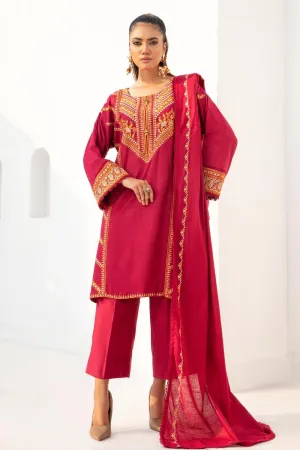 3PC Unstitched |Embroidered Khaddar Suit