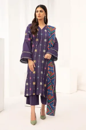 3PC Unstitched |Embroidered Khaddar Suit