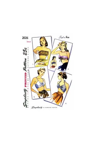 40s Set of Summer Bra Tops, Bust 30"-32", Simplicity 2026, Vintage Sewing Pattern Reproduction