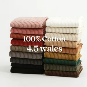 4.5 Wale Cotton Corduroy, Wide Wale Corduroy, Bio washing, Quality Korean Fabric, Corduroy 18 Solid Colors, Wide Width - By the Yard NR