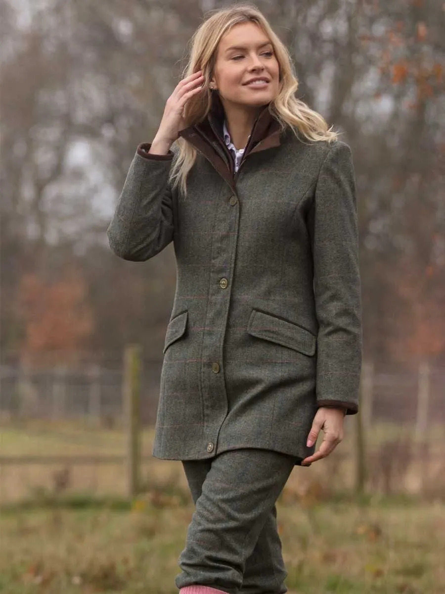 50% OFF ALAN PAINE Combrook Field Coat - Ladies Tweed - Spruce - Size: UK 10
