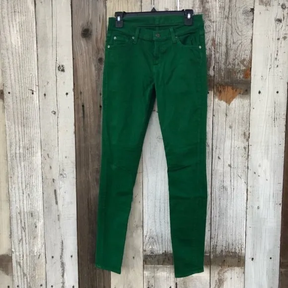 7 for All Mankind Green Skinny Jeans