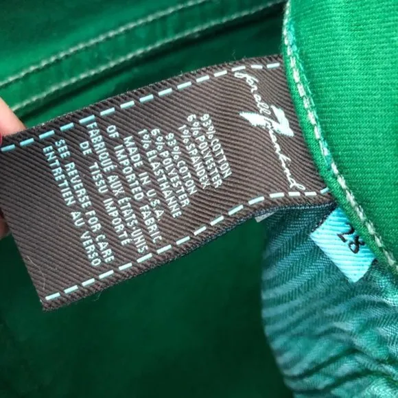 7 for All Mankind Green Skinny Jeans