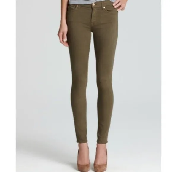7 for All Mankind Green Skinny Jeans
