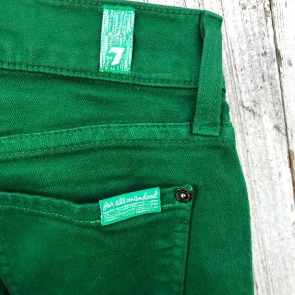7 for All Mankind Green Skinny Jeans
