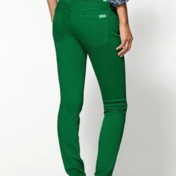 7 for All Mankind Green Skinny Jeans