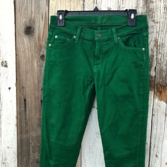 7 for All Mankind Green Skinny Jeans