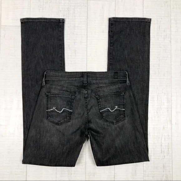 7 For All Mankind Jeans Straight Leg Black Size 26