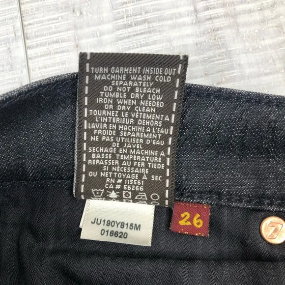 7 For All Mankind Jeans Straight Leg Black Size 26