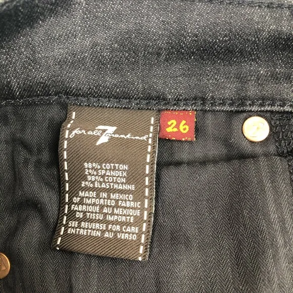 7 For All Mankind Jeans Straight Leg Black Size 26