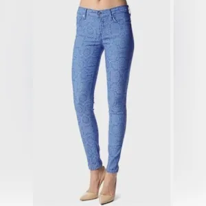7 For All Mankind Moroccan Blue Jacquard Skinny Jeans - Size 29