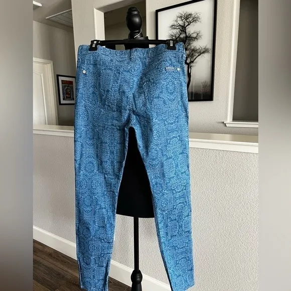 7 For All Mankind Moroccan Blue Jacquard Skinny Jeans - Size 29