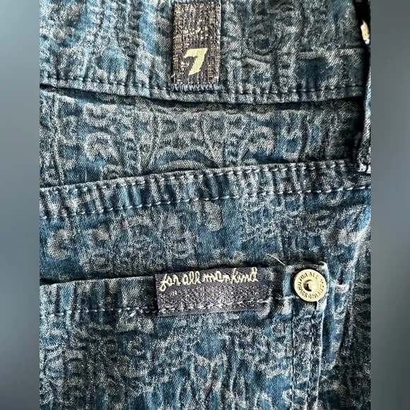7 For All Mankind Moroccan Blue Jacquard Skinny Jeans - Size 29