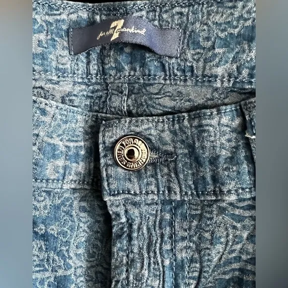 7 For All Mankind Moroccan Blue Jacquard Skinny Jeans - Size 29