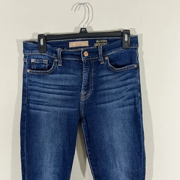 7 for all Mankind Women's B(AIR) Dark Wash Ankle Skinny Jeans Size 28