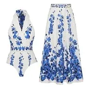 84Volt  Printed Halter One Piece  Swimsuit Set - As shown / S