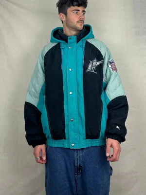 90's Florida Marlins Starter MLB Embroidered Vintage Puffer Jacket Size L-XL