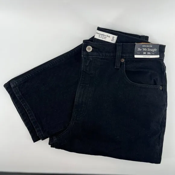 Abercrombie &amp; Fitch Curve Love Ultra High Rise 90s Straight Jean Size 30/10S NWT