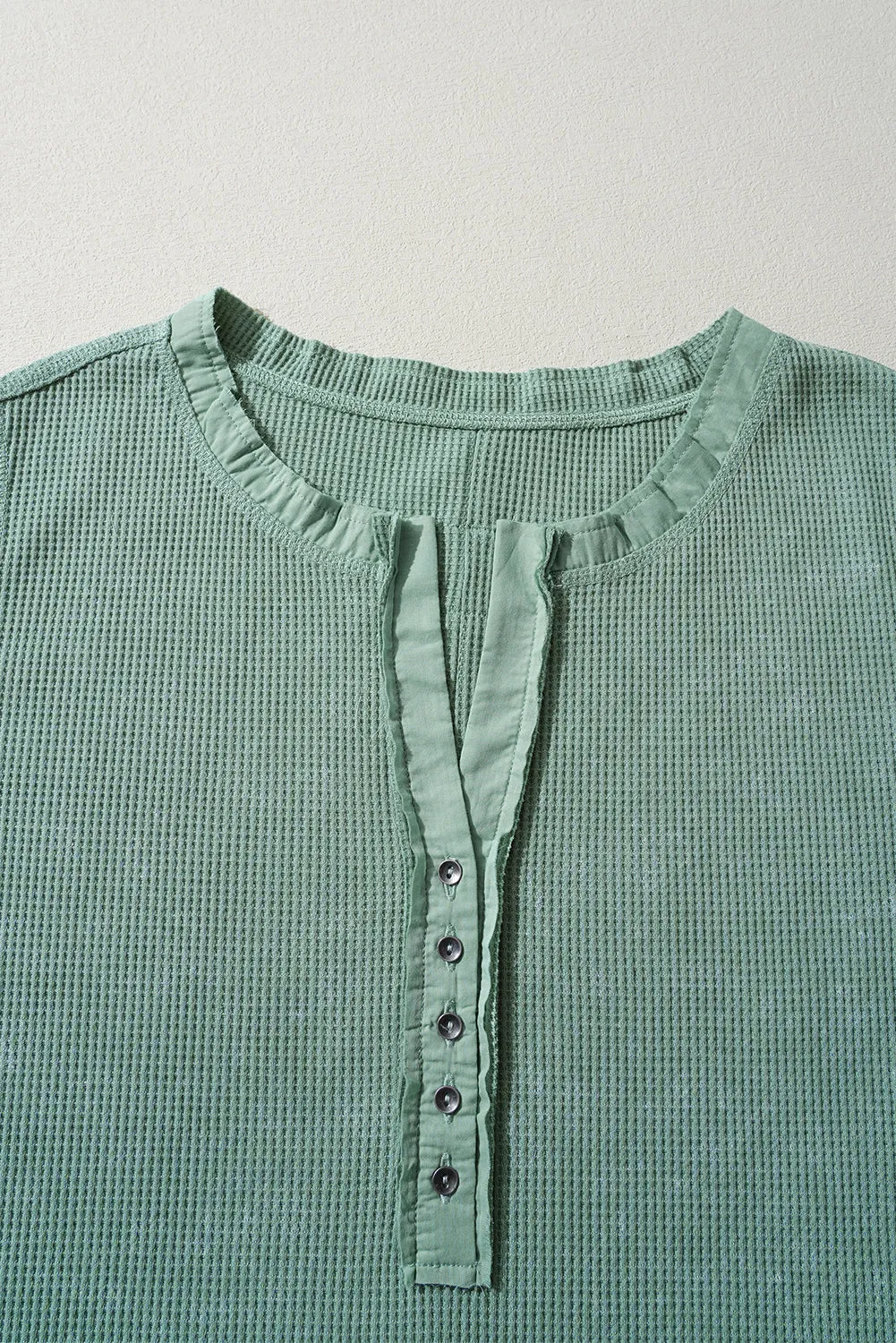 Acid Wash Waffle Long Sleeve Top