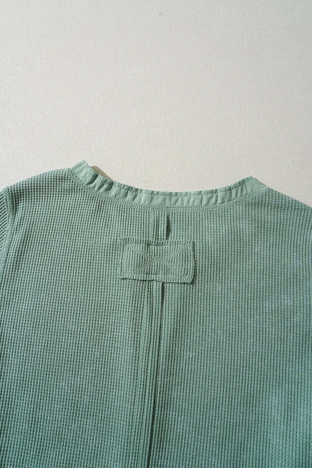 Acid Wash Waffle Long Sleeve Top