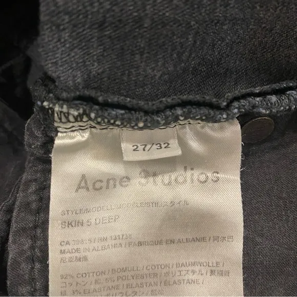 🌟ACNE STUDIOS🌟 SKIN 5 DEEP SKINNY STRETCH JEANS DARK WASH SZ 27