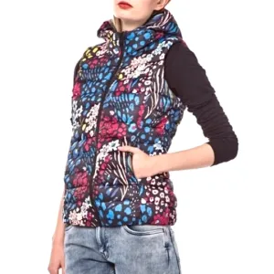 Adidas Original AOP hooded quilted puffer vest vibrant, colorful women's size XS