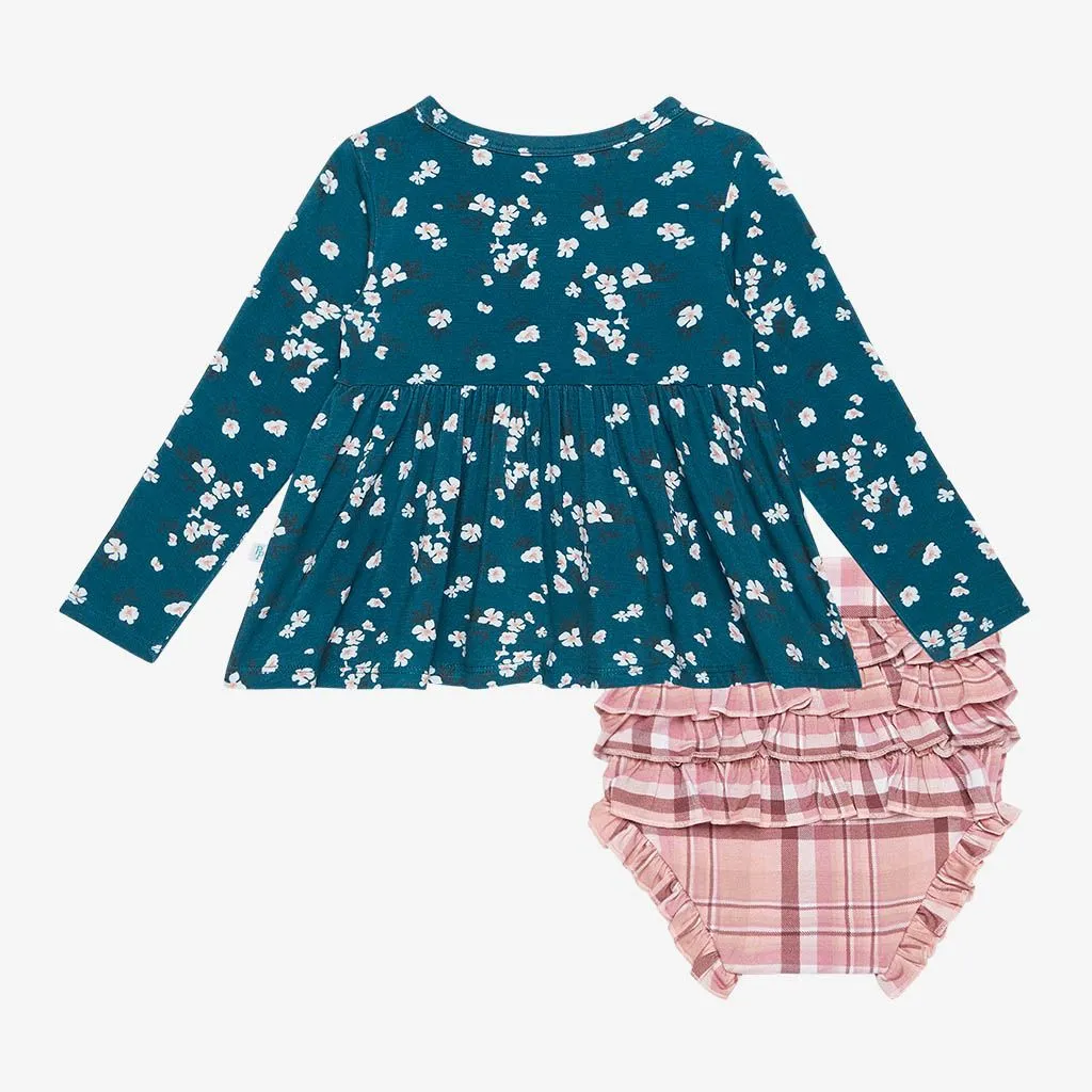 Adriana Long Sleeve Henley Peplum Top & Bloomer Set