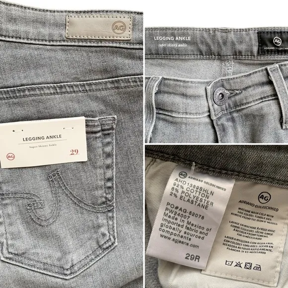 AG Grey Legging Ankle Skinny Jeans! Retail $199.
