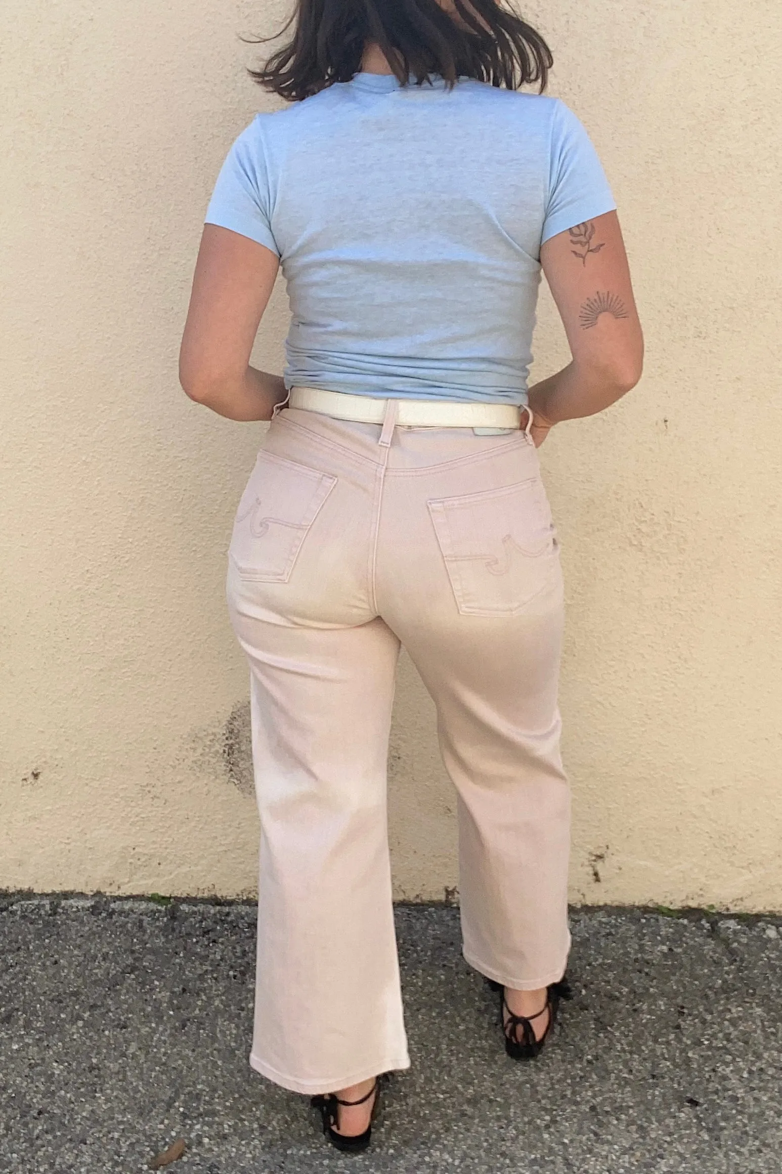 AG Jeans Pink and White Denim Trousers