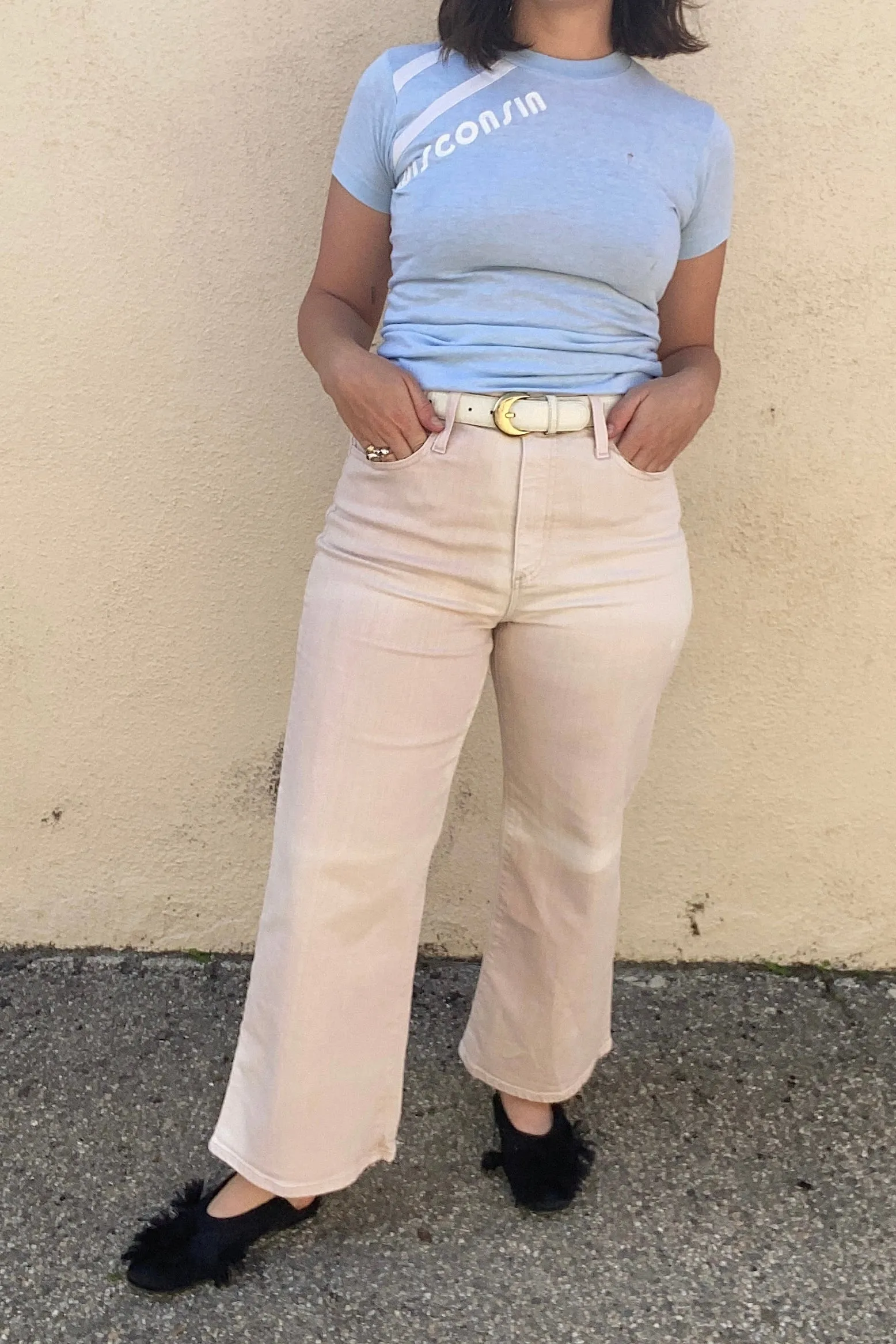 AG Jeans Pink and White Denim Trousers