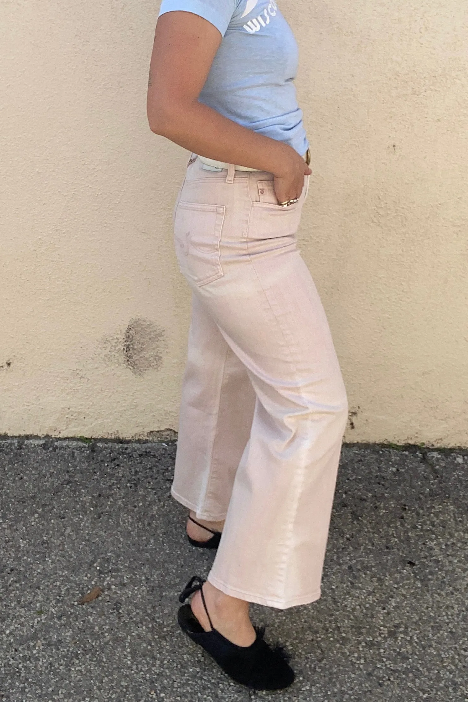AG Jeans Pink and White Denim Trousers