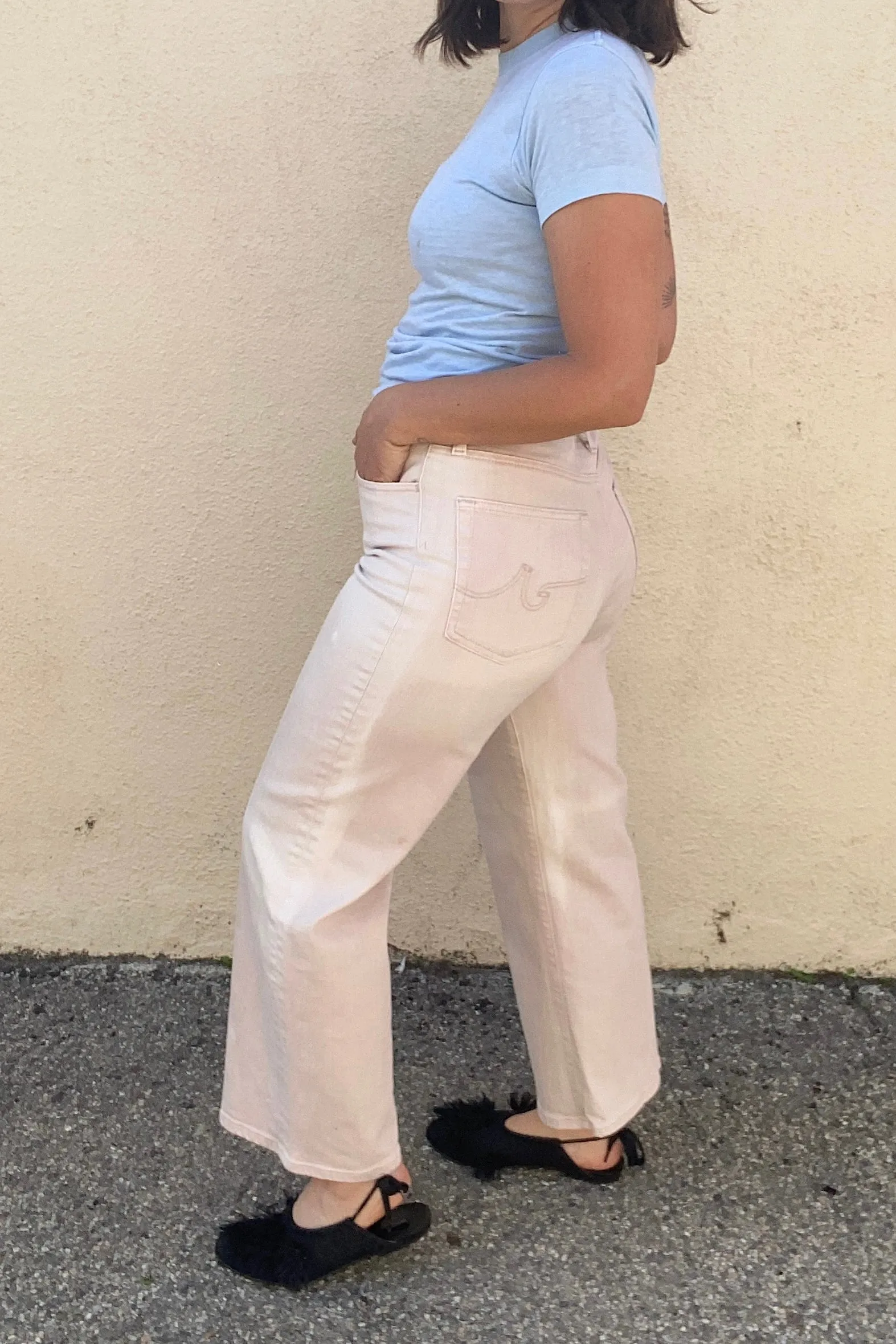 AG Jeans Pink and White Denim Trousers
