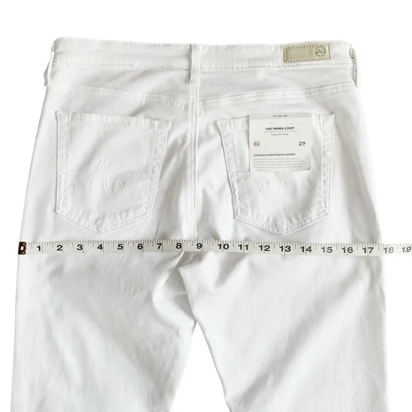 AG Prima Ankle /Cigarette Ankle White Skinny Jeans! Retail $225.