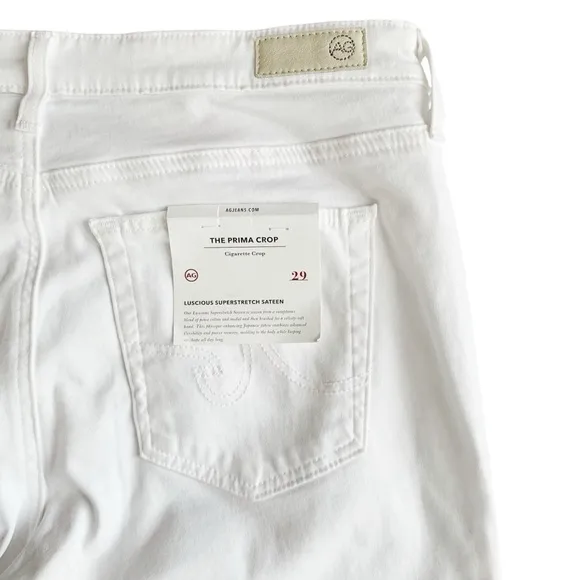 AG Prima Ankle /Cigarette Ankle White Skinny Jeans! Retail $225.