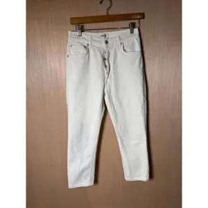 Agolde Nico high rise‎ button fly white straight leg jeans
