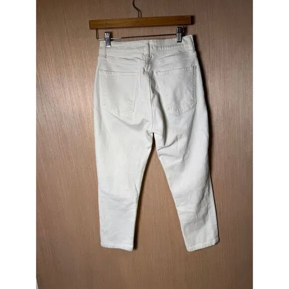 Agolde Nico high rise‎ button fly white straight leg jeans